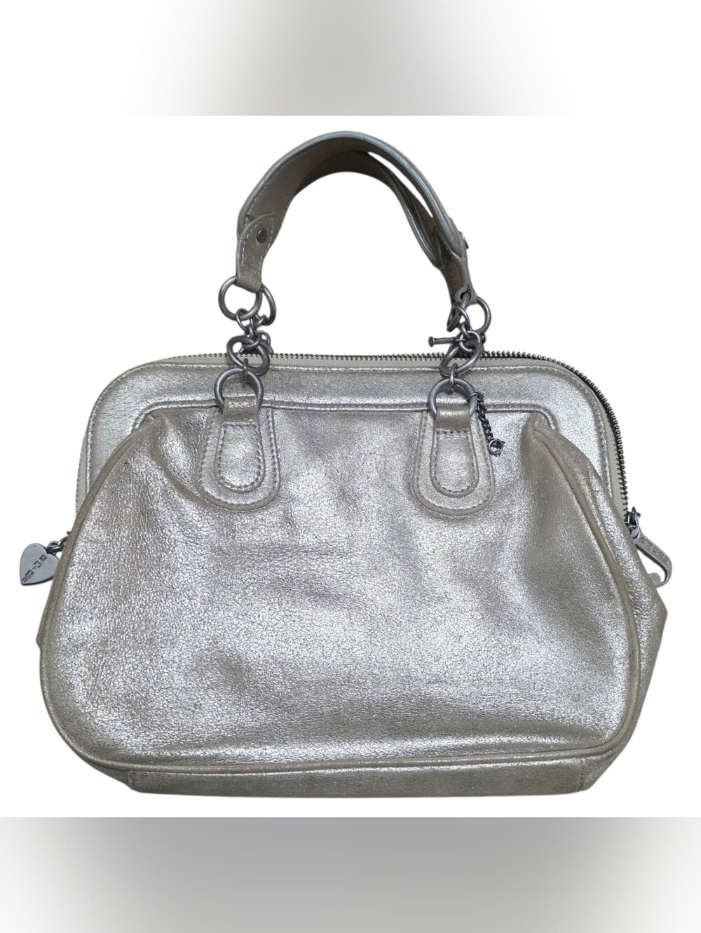 Juicy couture vintage gold shimmer small cowhide leather and cotton inner bag